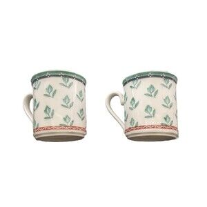 Villeroy Boch Citta & Champagne Ascoli Set 2 Coffee CUPS Aqua Floral Porcelain